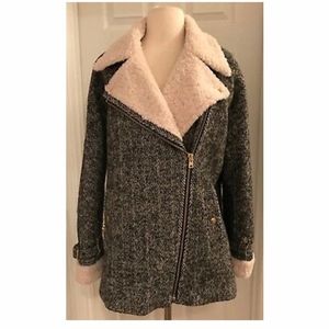 J.CREW OVERSIZED HERRINGBONE MOTORCYCLE JACKET